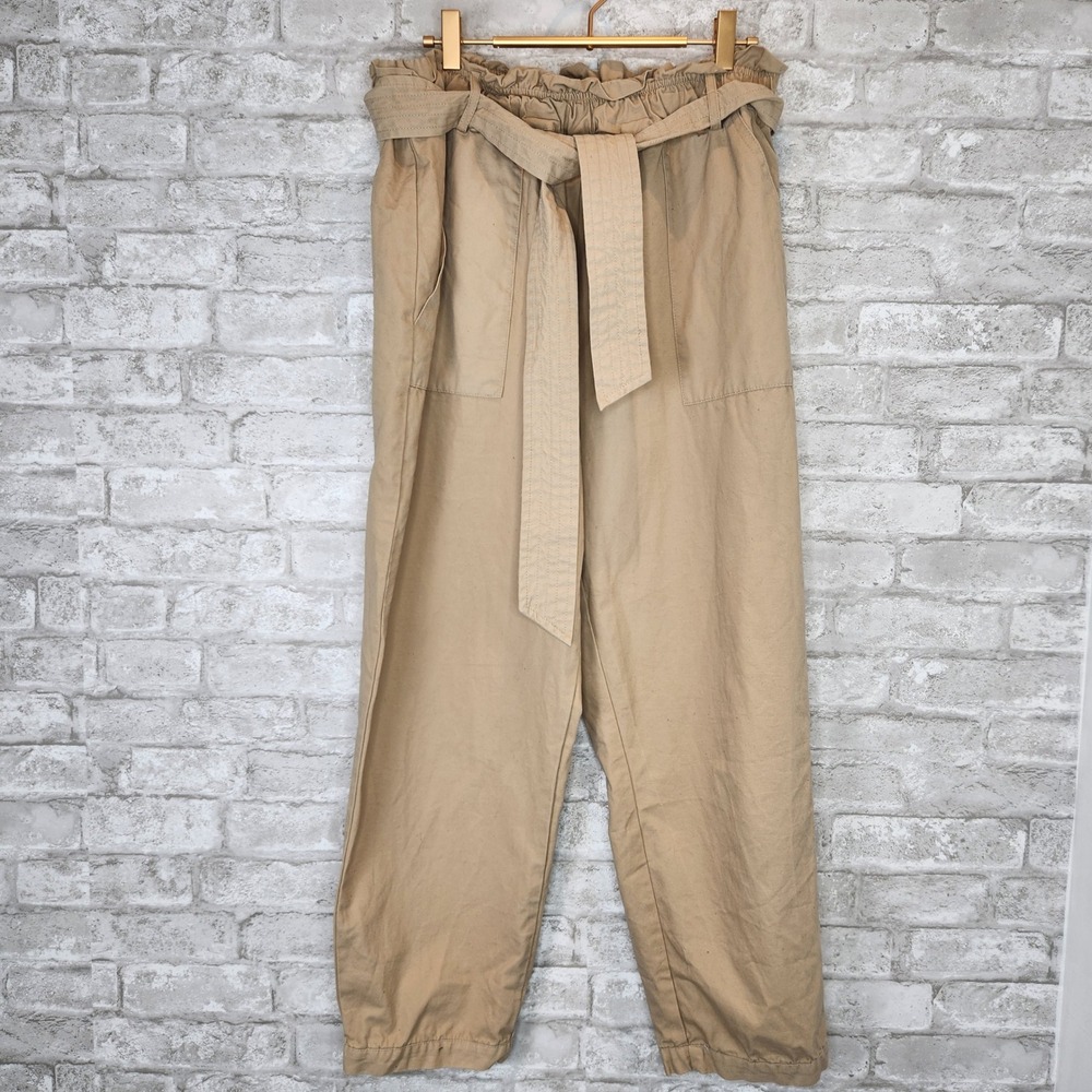 BB Dakota Pants Paperbag Waist Khaki Cotton Casual High Rise XLā